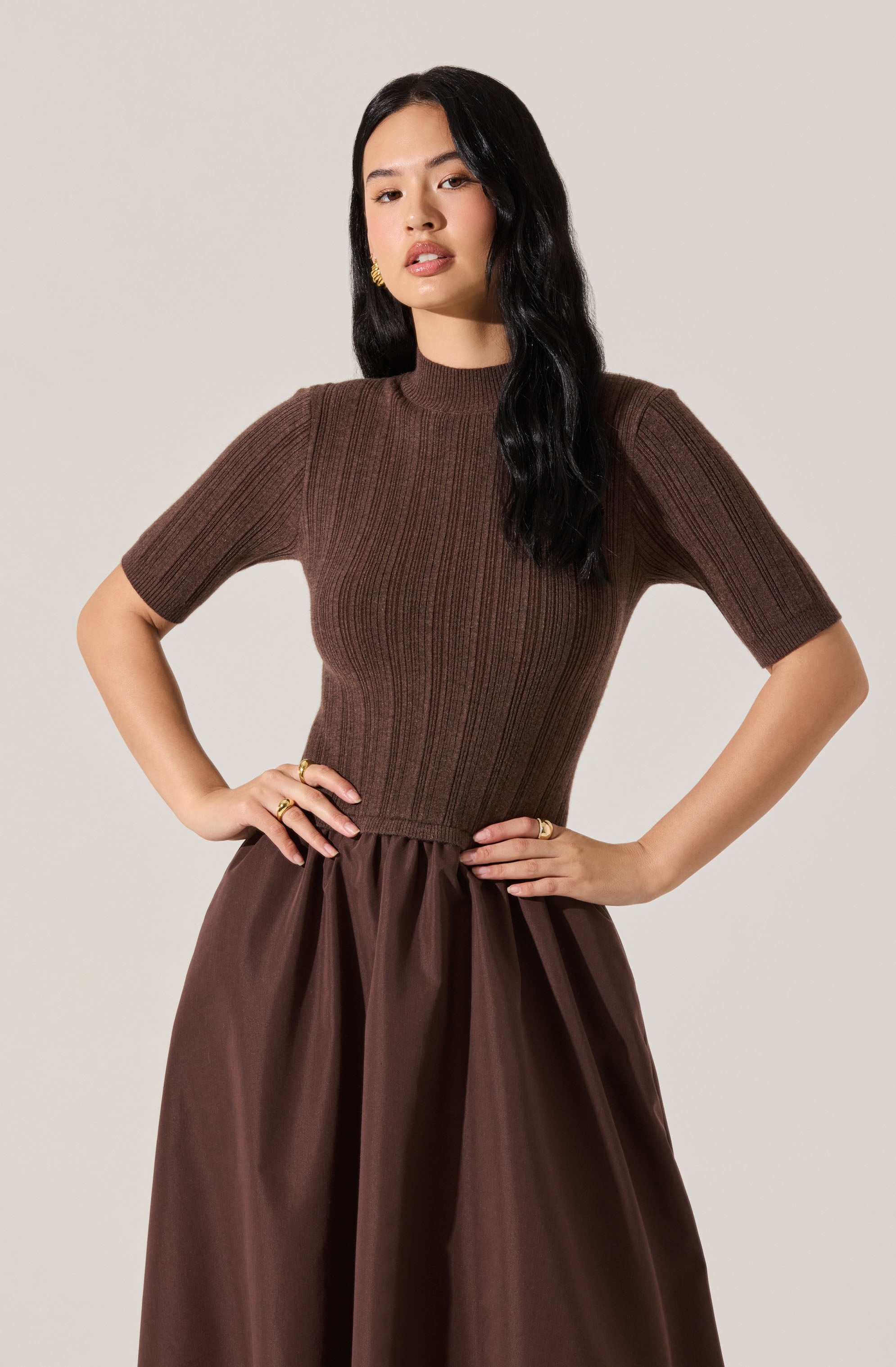 Caerlion Contrast Knit Midi Dress