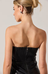 Keyana Strapless Faux Leather Dress