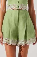 Kiya Linen Embroidered Shorts