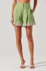 Kiya Linen Embroidered Shorts