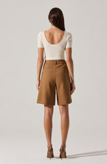 Quillie Pleated Tailored Bermuda Shorts