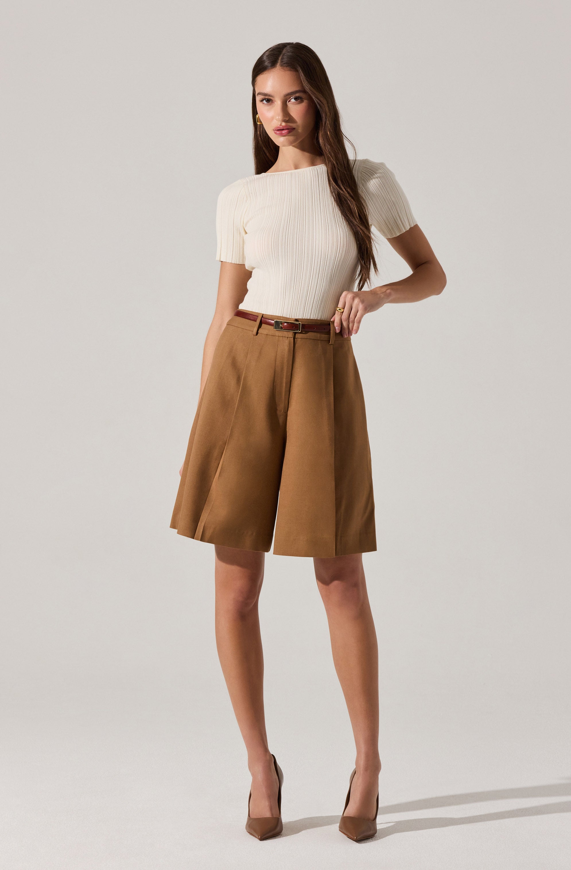 Quillie Pleated Tailored Bermuda Shorts