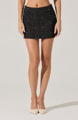 Laudine Pearl Detail Tweed Skirt