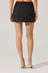 Laudine Pearl Detail Tweed Skirt