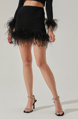 Keily Feather Trim Mini Skirt