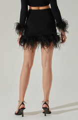 Keily Feather Trim Mini Skirt