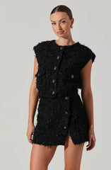 Pedrine Textured Tweed Mini Skirt