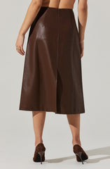 Yuria Faux Leather Midi Skirt