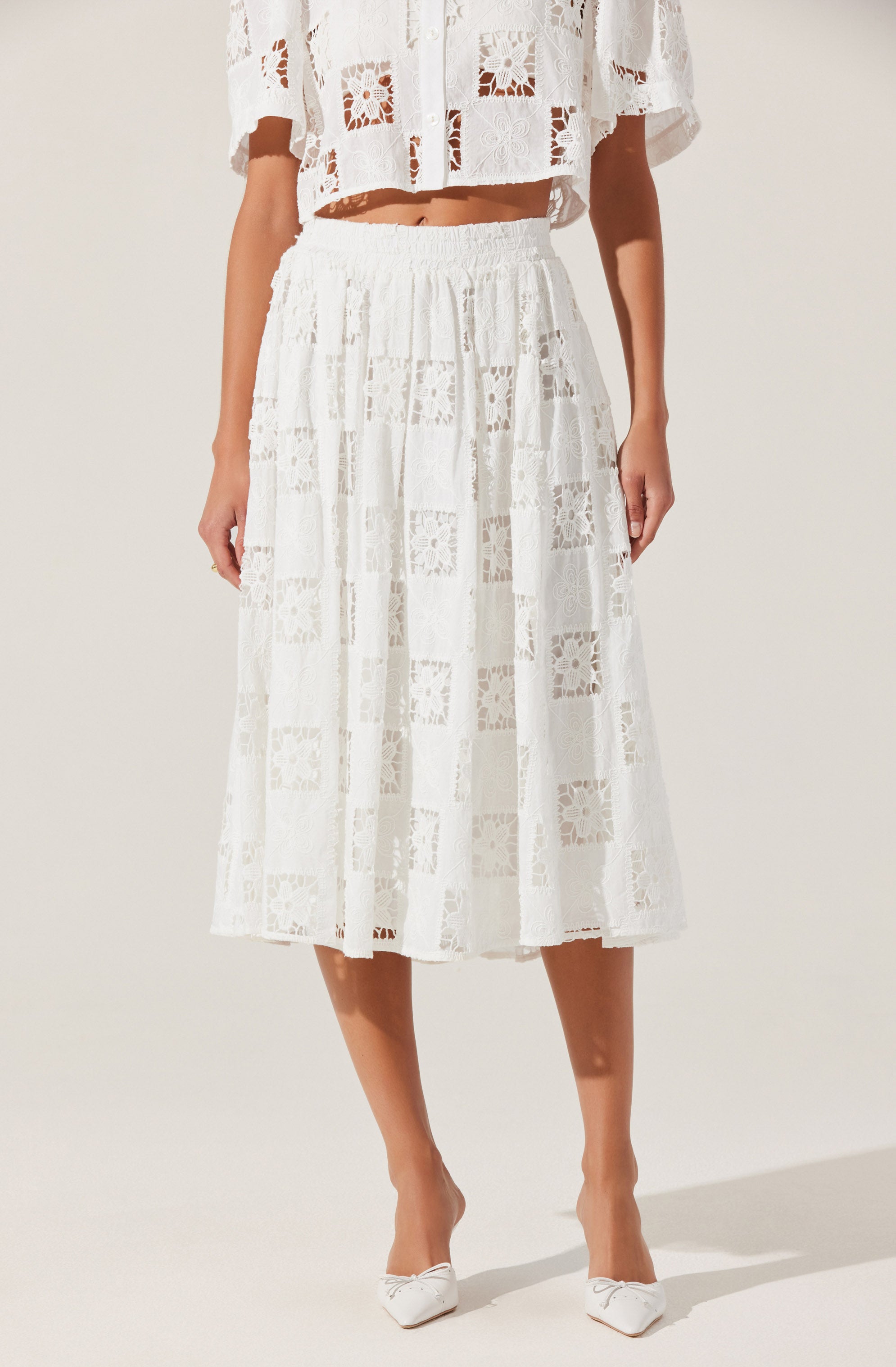 Andolina Crochet Lace Midi Skirt