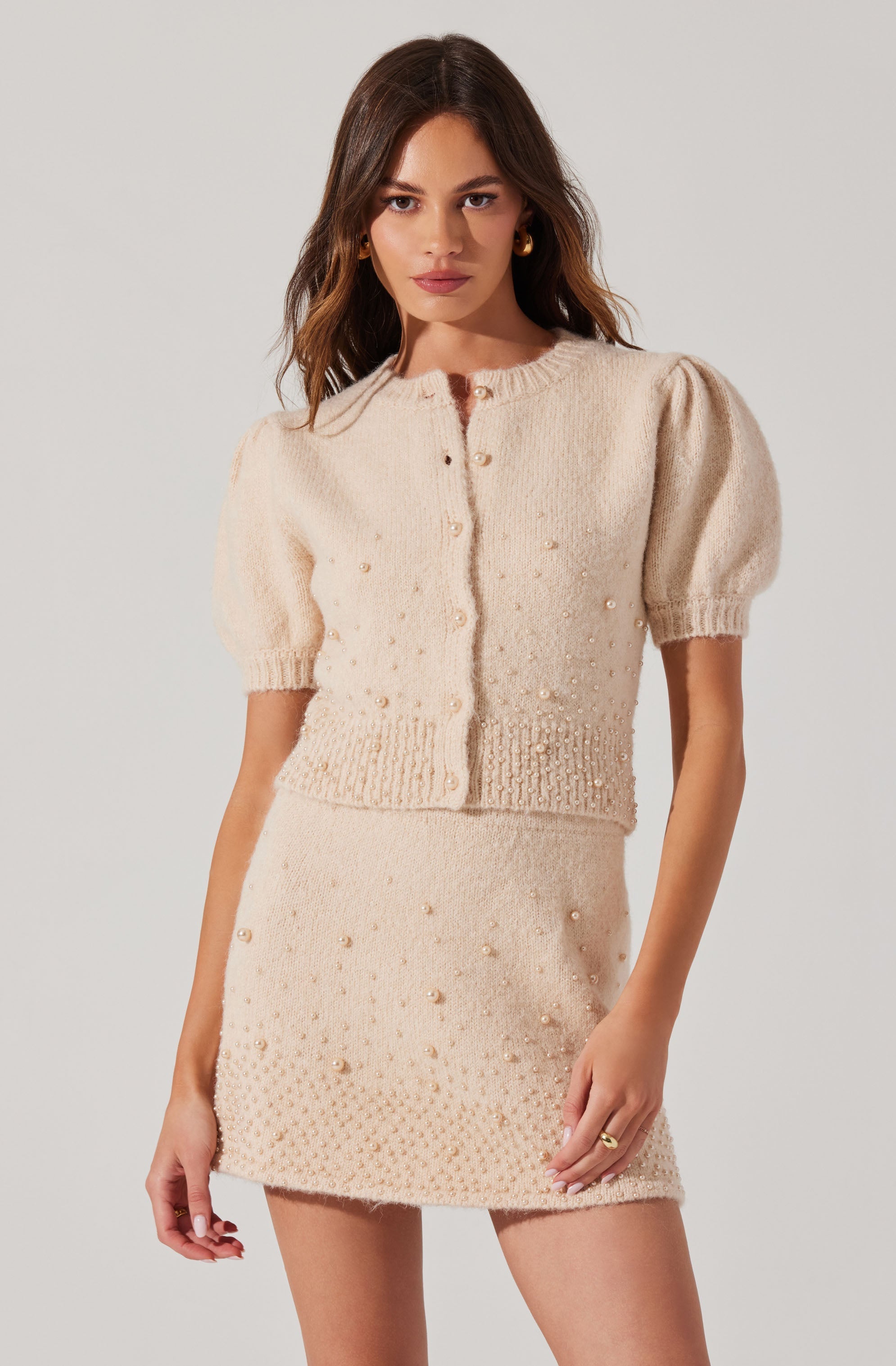 Joly Pearl Embellished Mini Skirt
