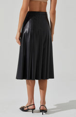 Vena Pleated Faux Leather Skirt
