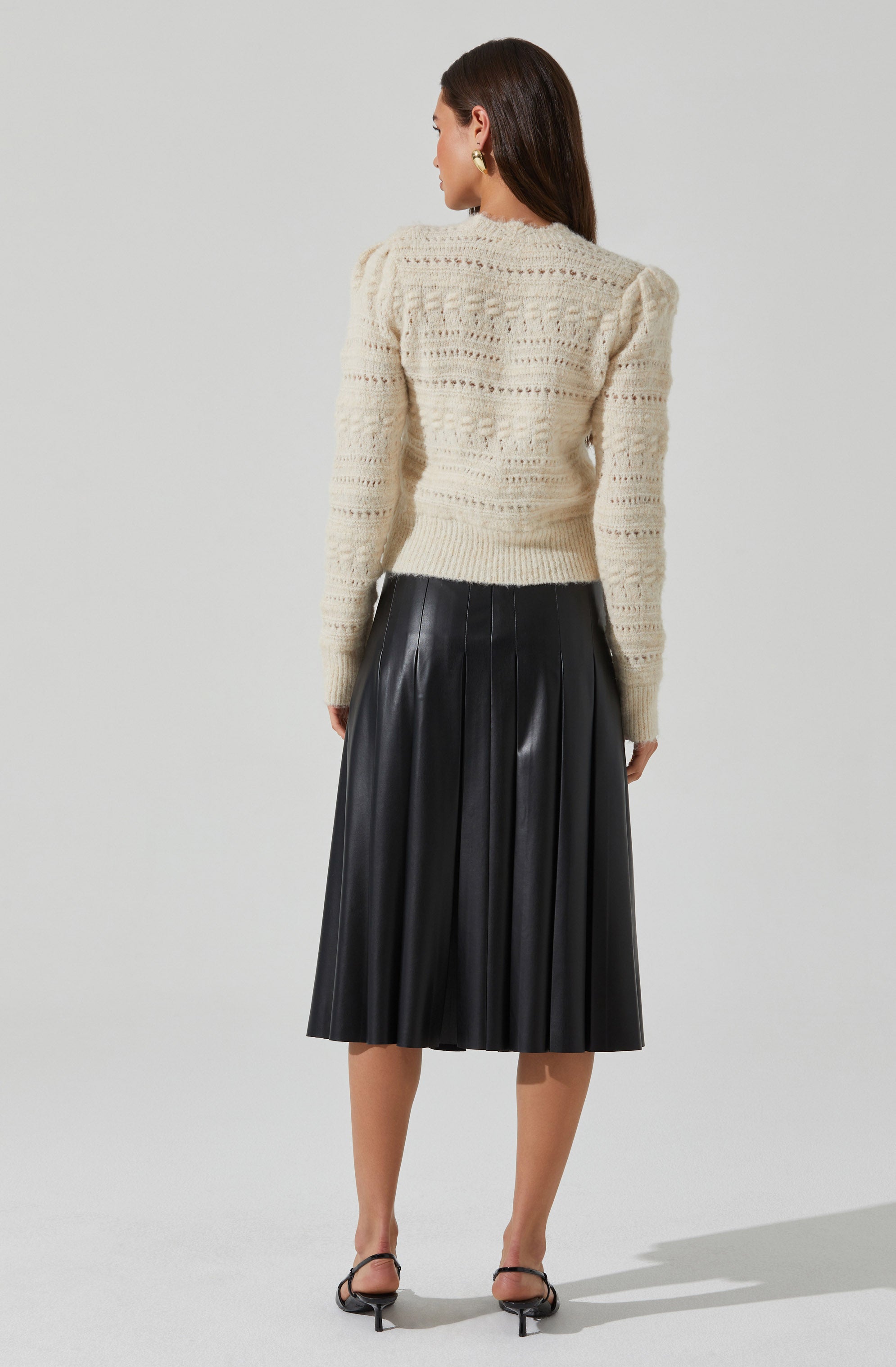 Vena Pleated Faux Leather Skirt