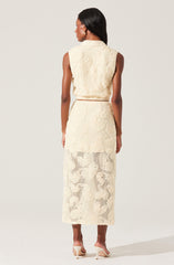 Sol Textured Floral Knit Midi Skirt