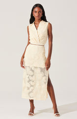 Sol Textured Floral Knit Midi Skirt