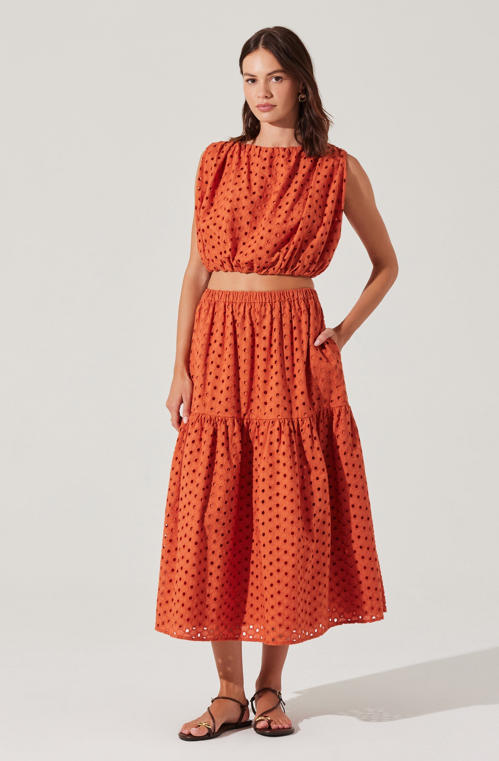 Nalley Eyelet Midi Skirt