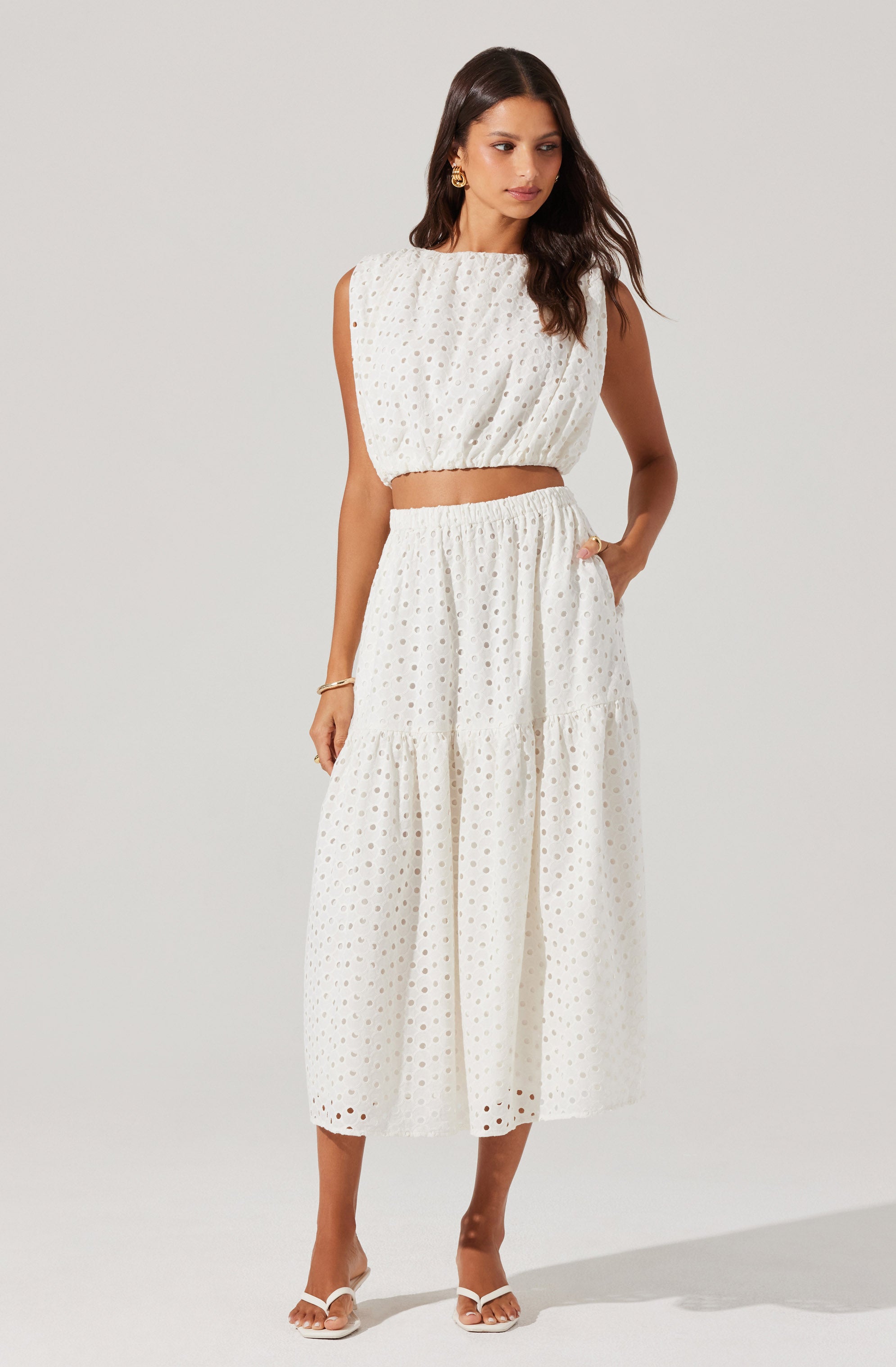 Nalley Eyelet Midi Skirt