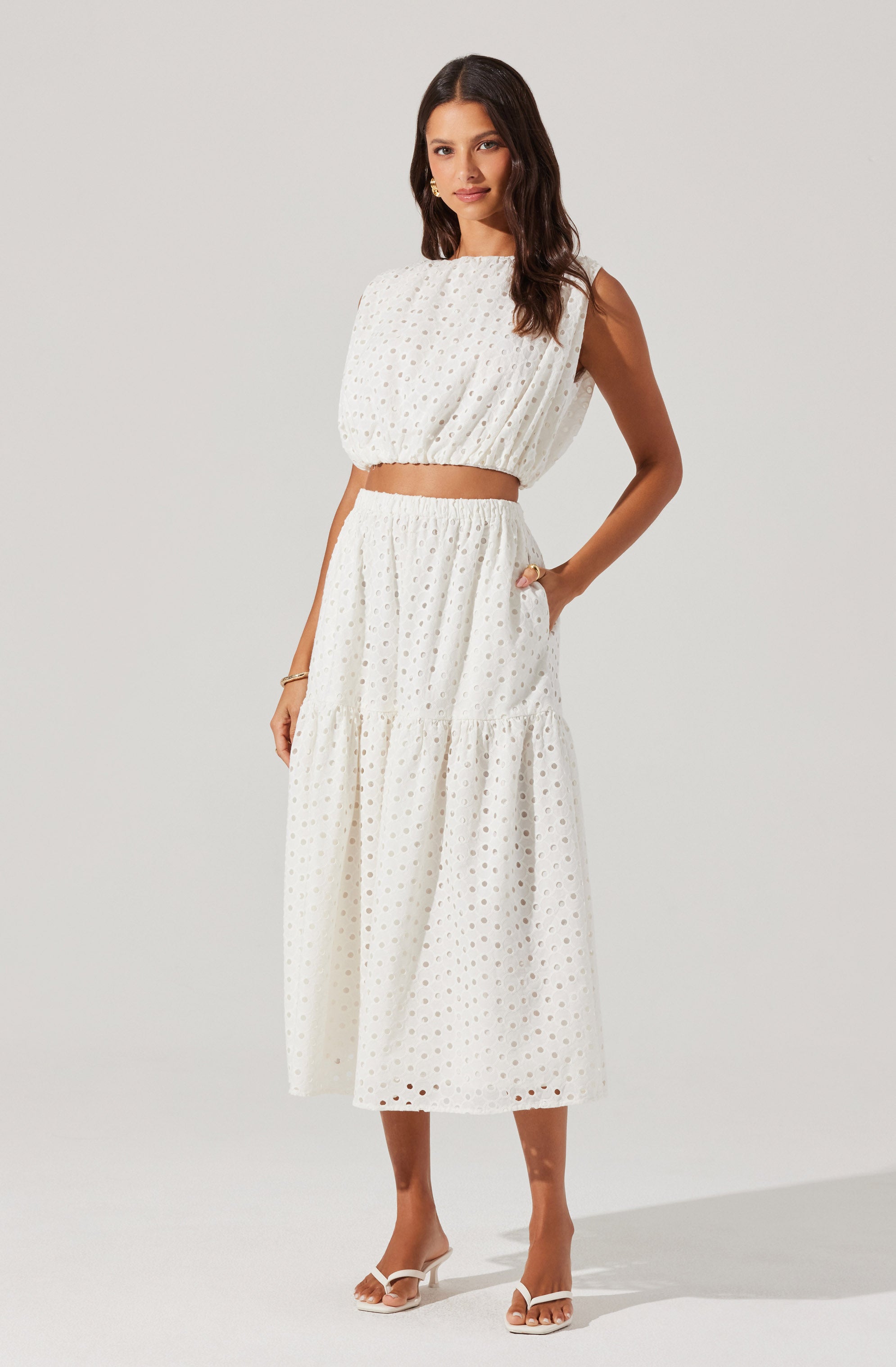 Nalley Eyelet Midi Skirt