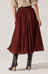 Salome Pleated Flare Midi Skirt