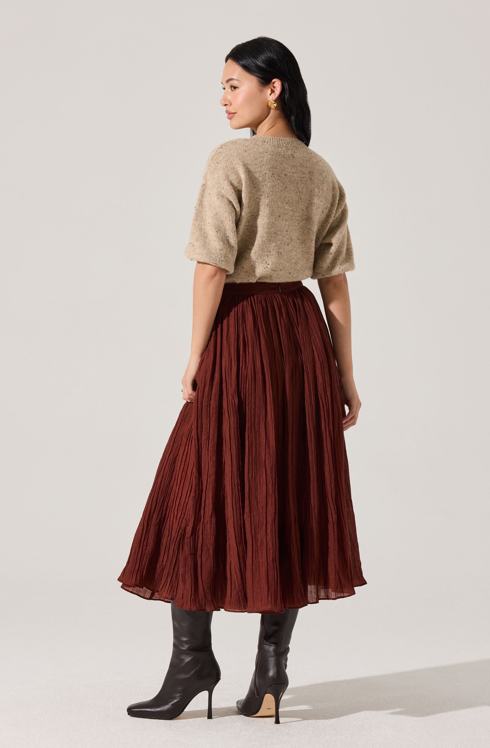 Salome Pleated Flare Midi Skirt