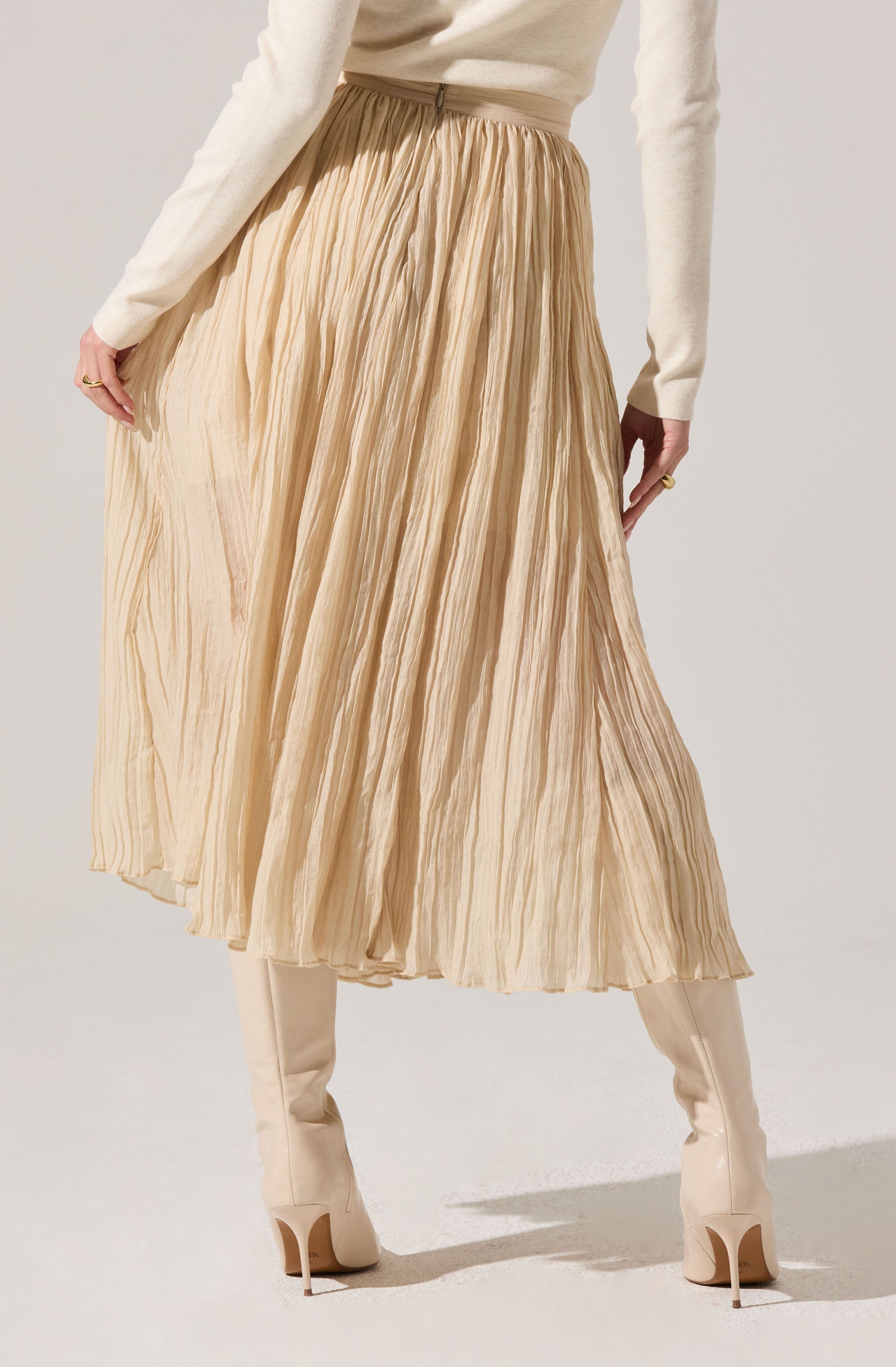 Salome Pleated Flare Midi Skirt