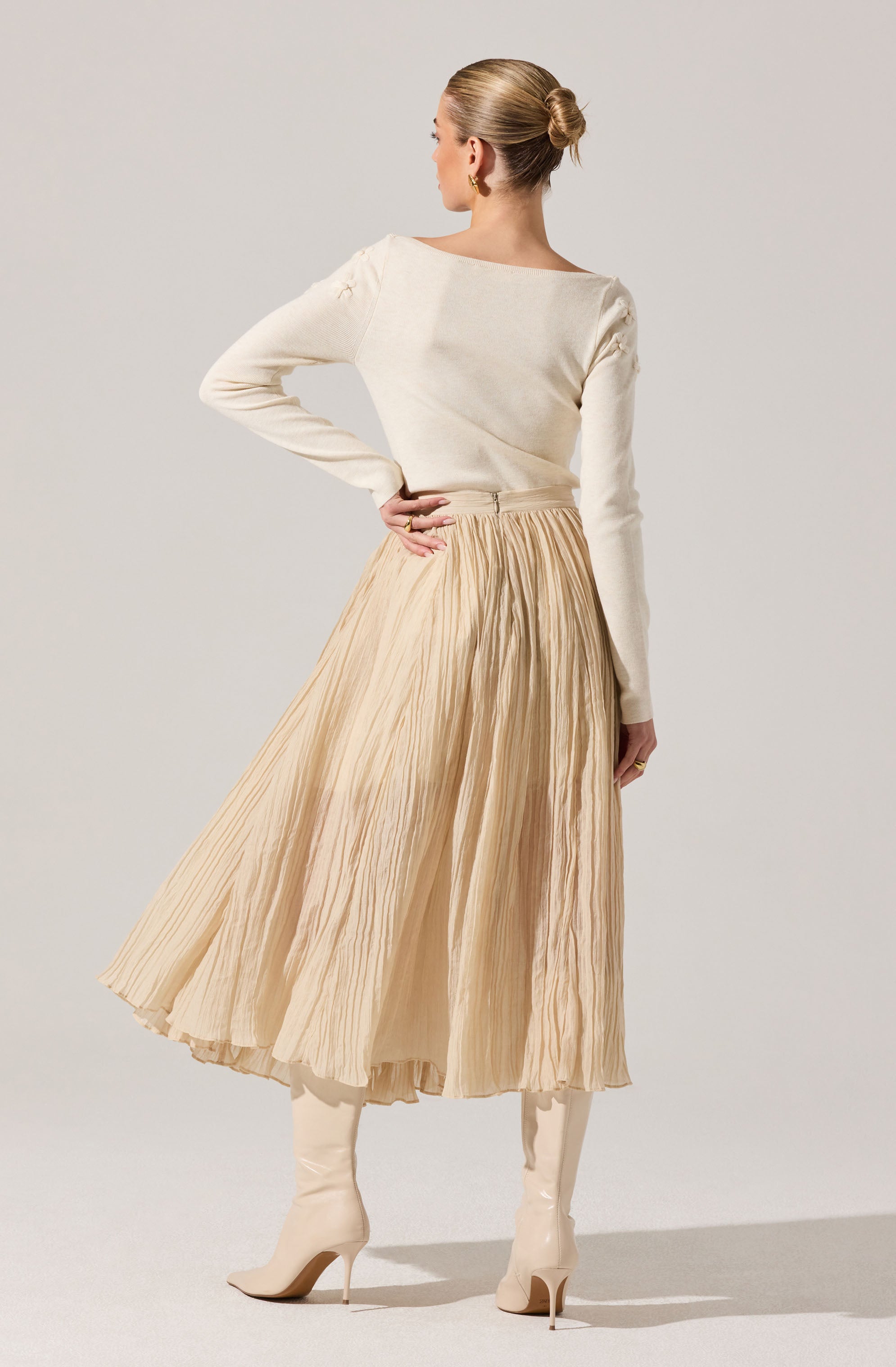Salome Pleated Flare Midi Skirt