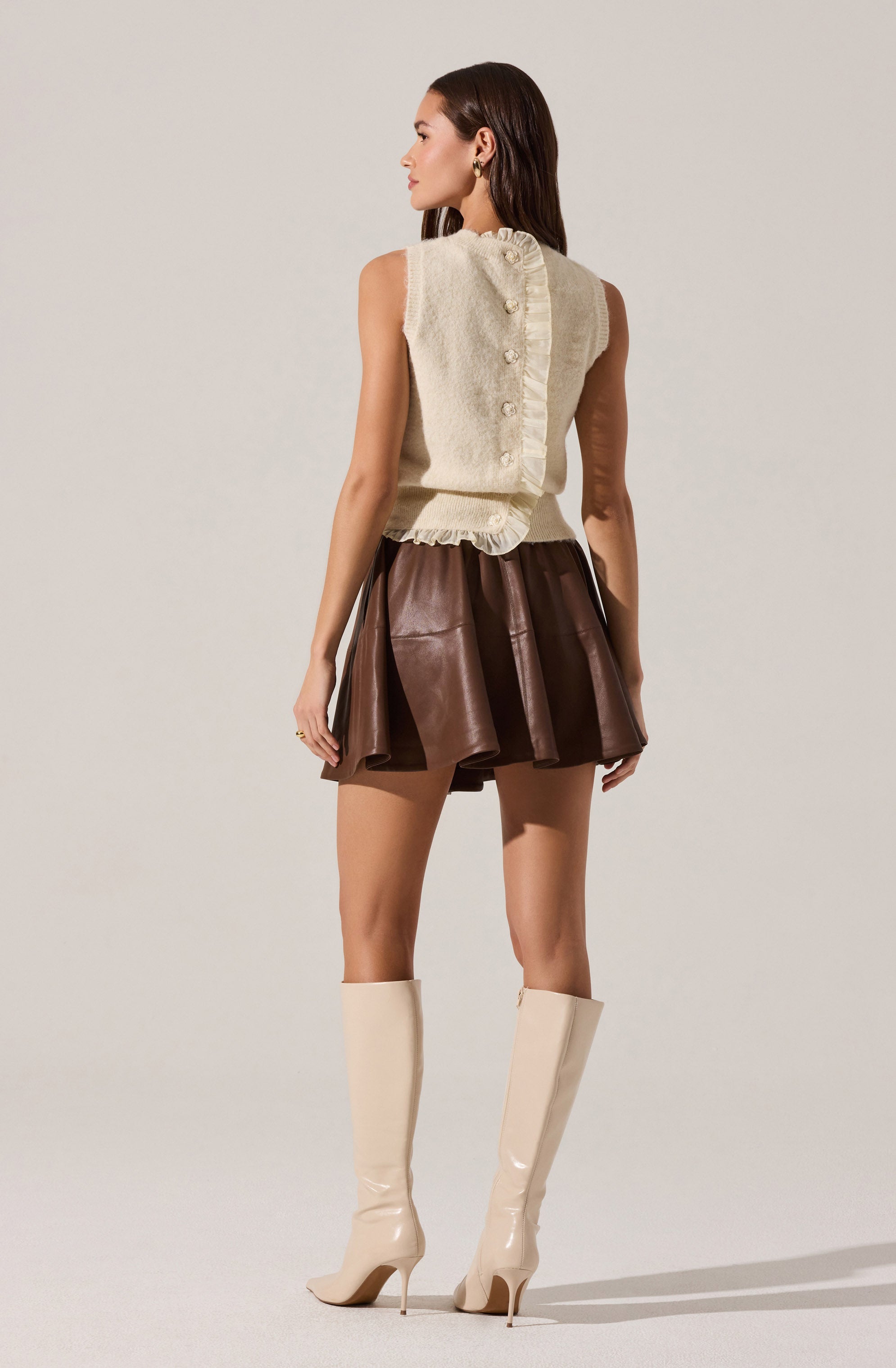 Chelsey Flared Faux Leather Skirt