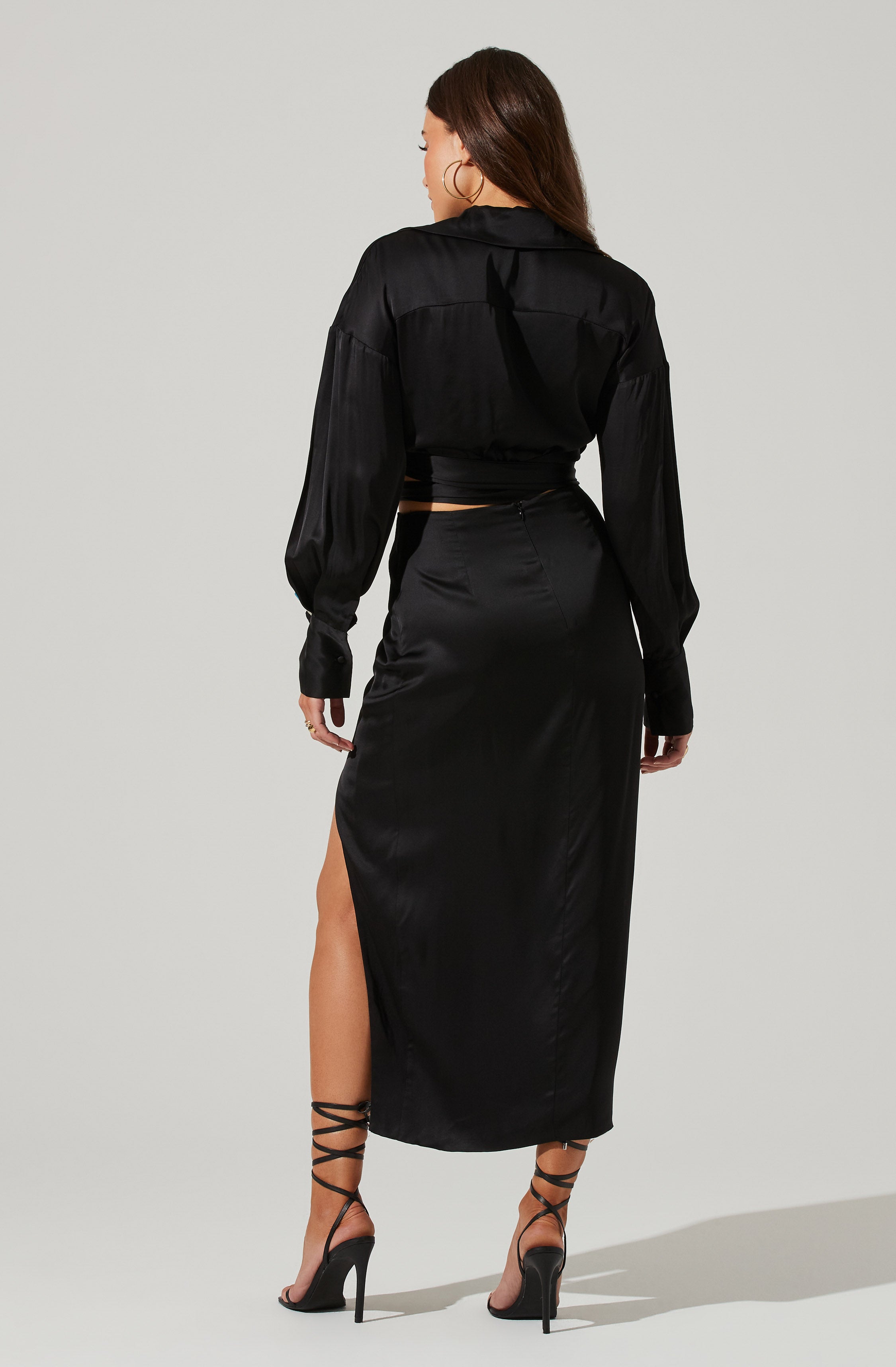 Loretta Satin Cropped Tie Waist Top