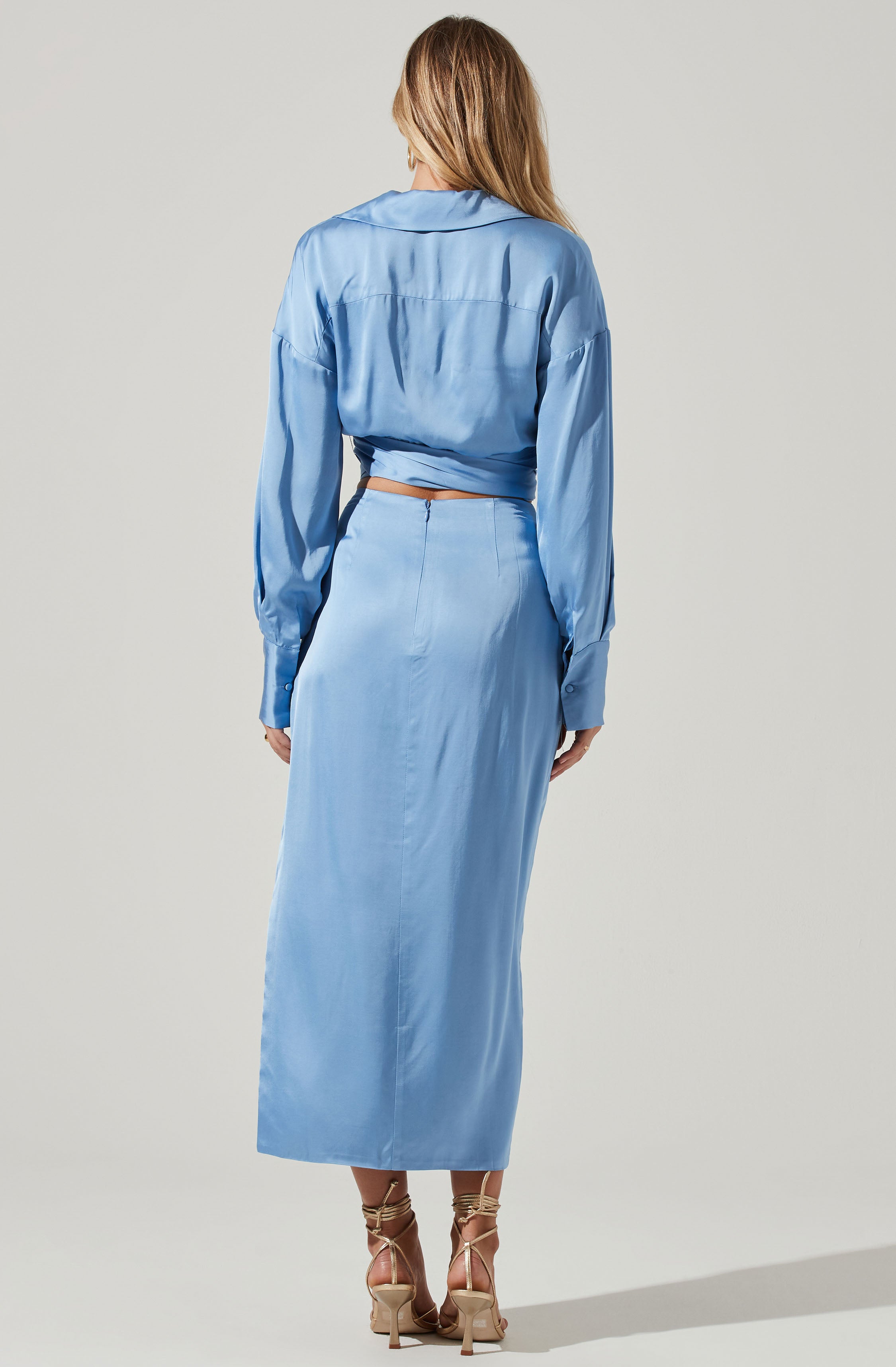 Loretta Satin Cropped Tie Waist Top