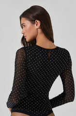 Ancira Rhinestone Mesh Bodysuit