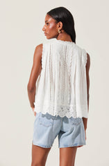 Alisa High Low Eyelet Top