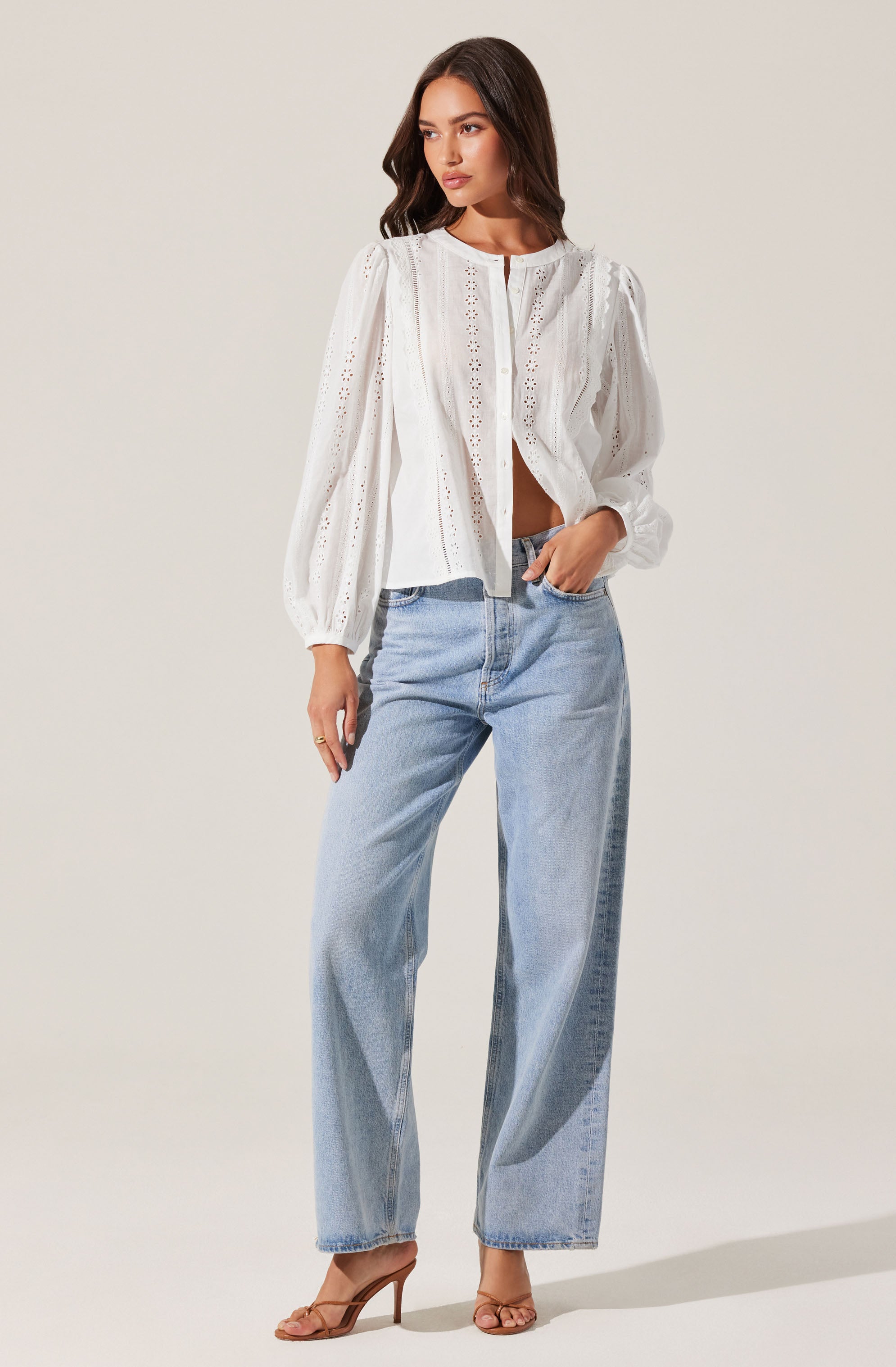 Aneska Broderie Button Up Top