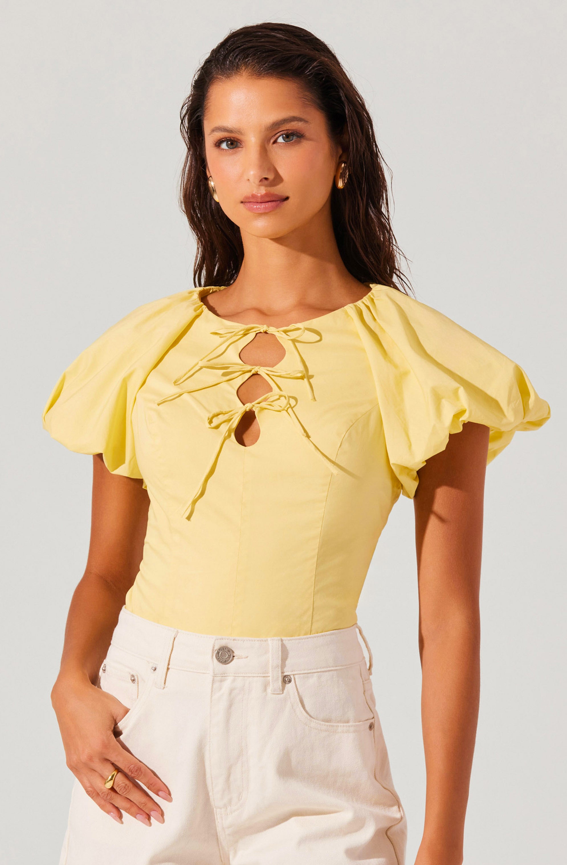 Aine Poplin Puff Sleeve Top