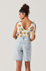 Allexina Satin Tie-Shoulder Top