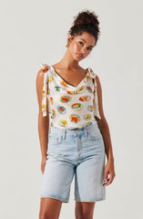 Allexina Satin Tie-Shoulder Top