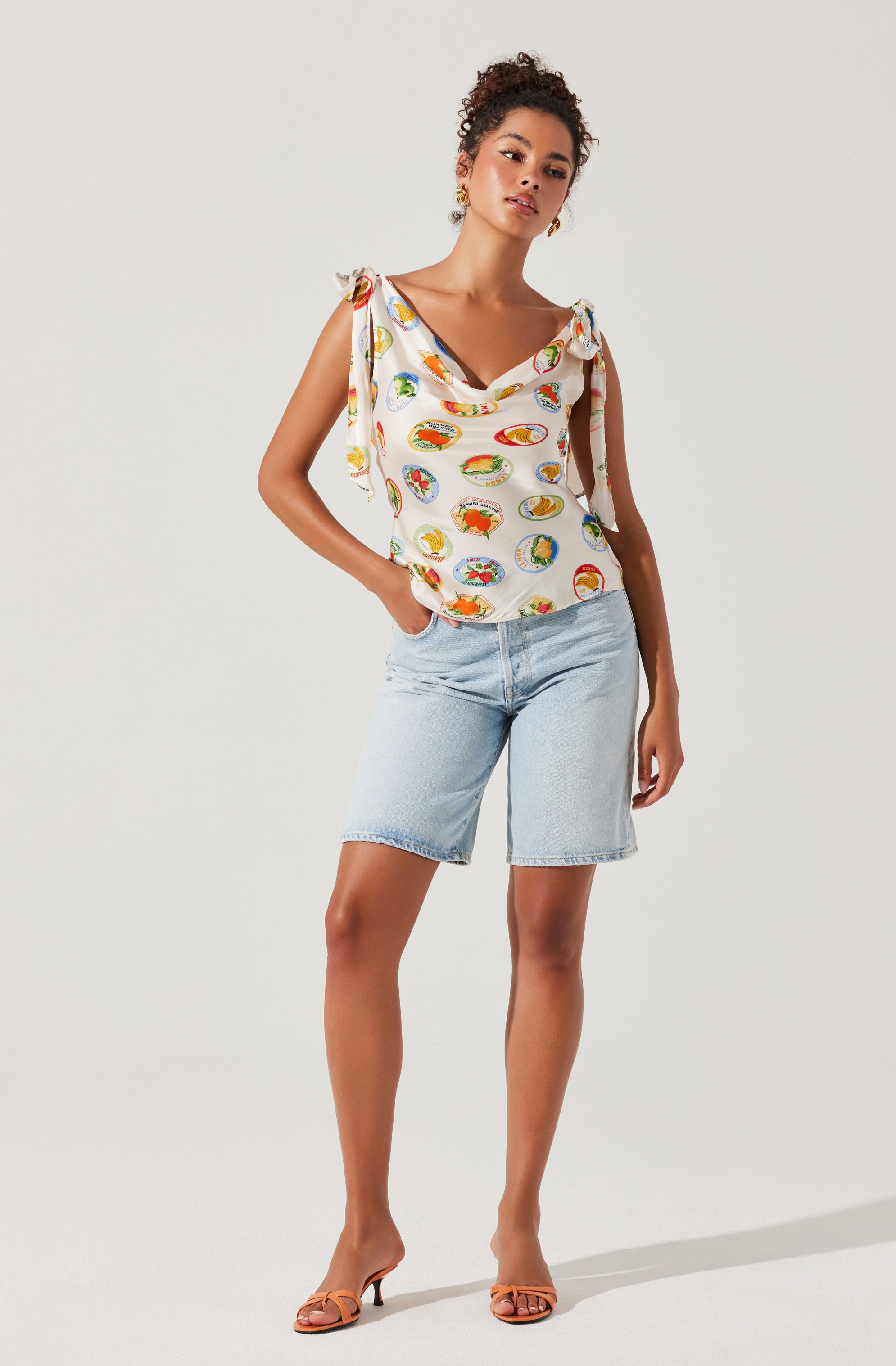 Allexina Satin Tie-Shoulder Top