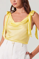 Allexina Satin Cowl Neck Top