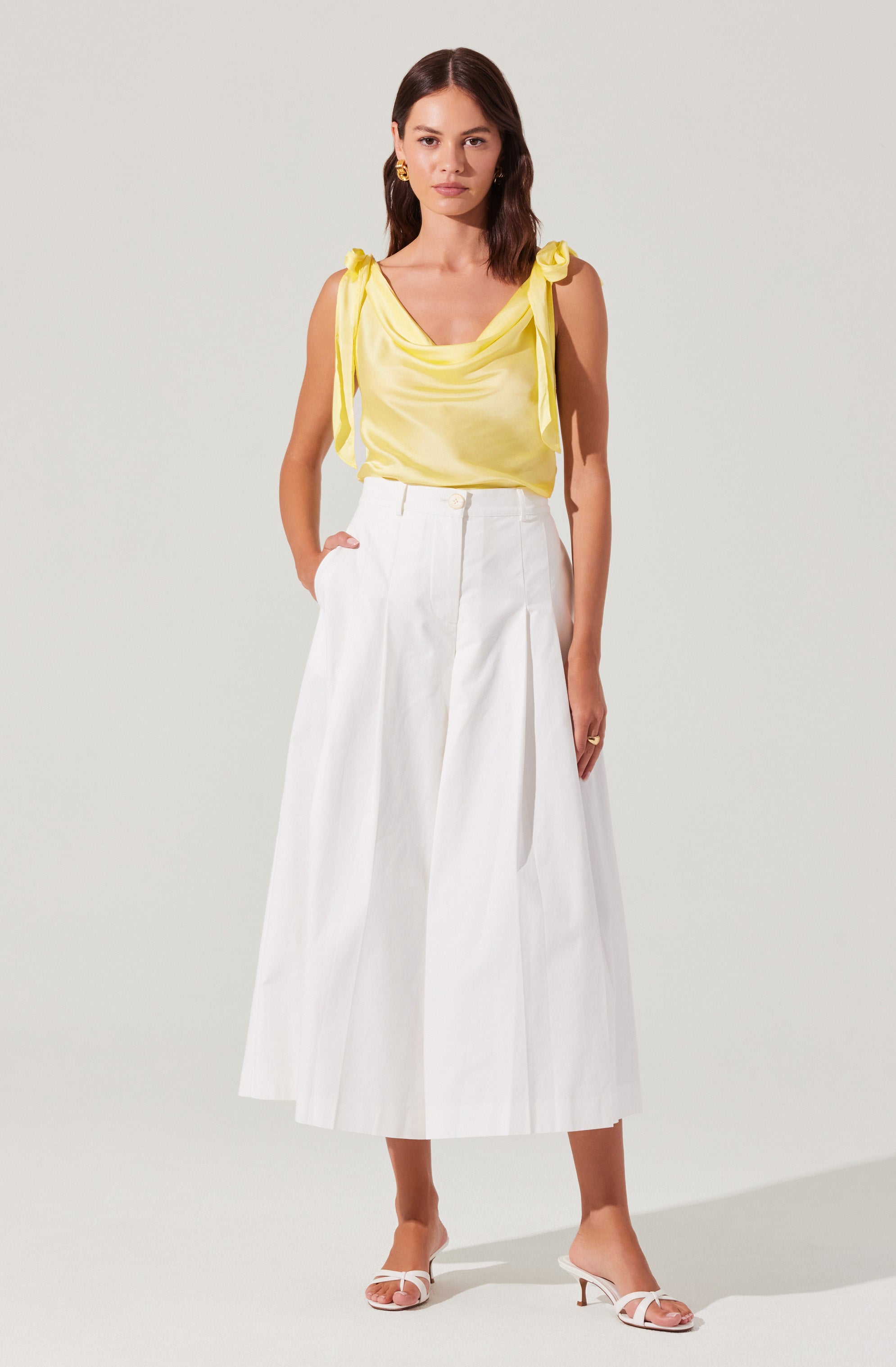 Allexina Satin Cowl Neck Top