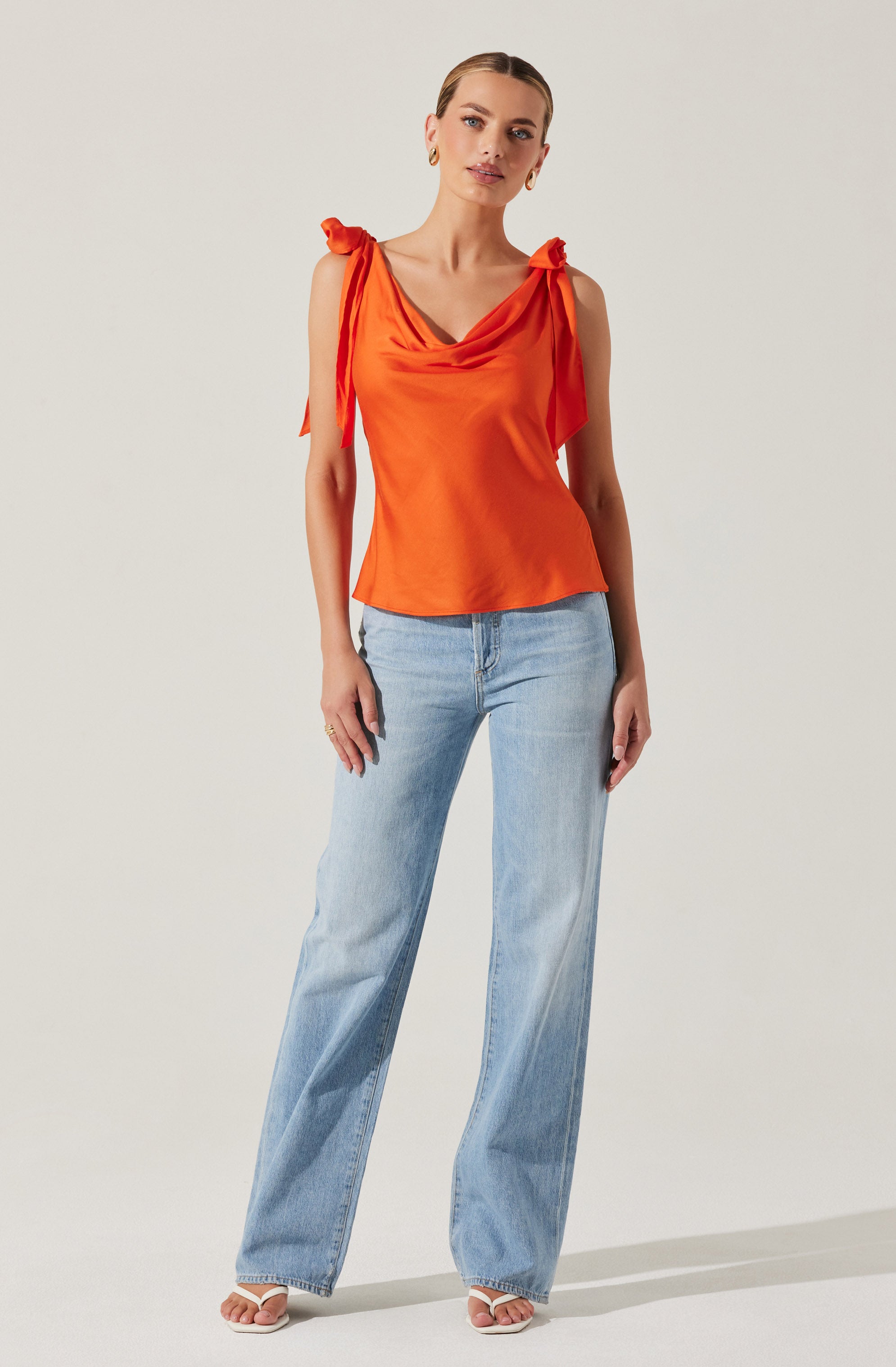 Allexina Satin Cowl Neck Top