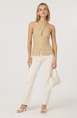 Yaritza Crossover Linen Blend Vest
