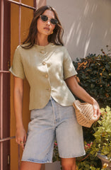 Saige Cutaway Linen Blend Jacket