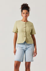 Saige Cutaway Linen Blend Jacket