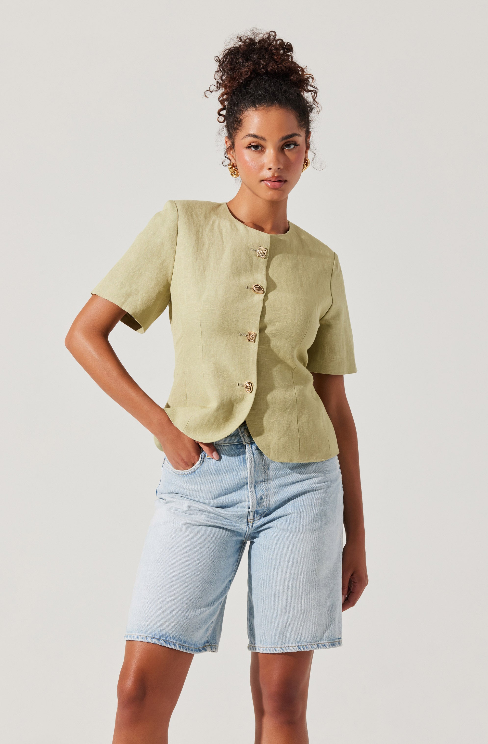 Saige Cutaway Linen Blend Jacket