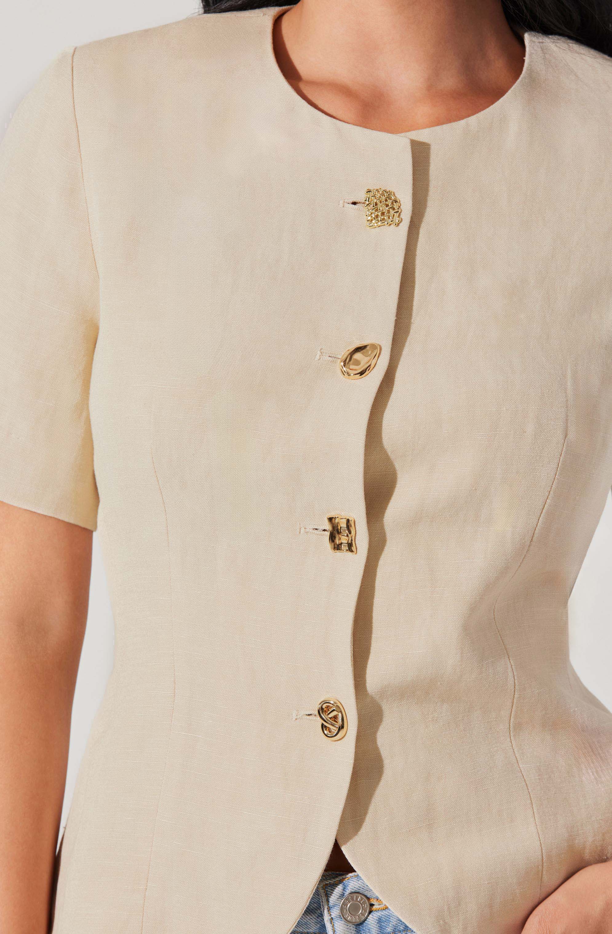 Saige Cutaway Linen Blend Jacket