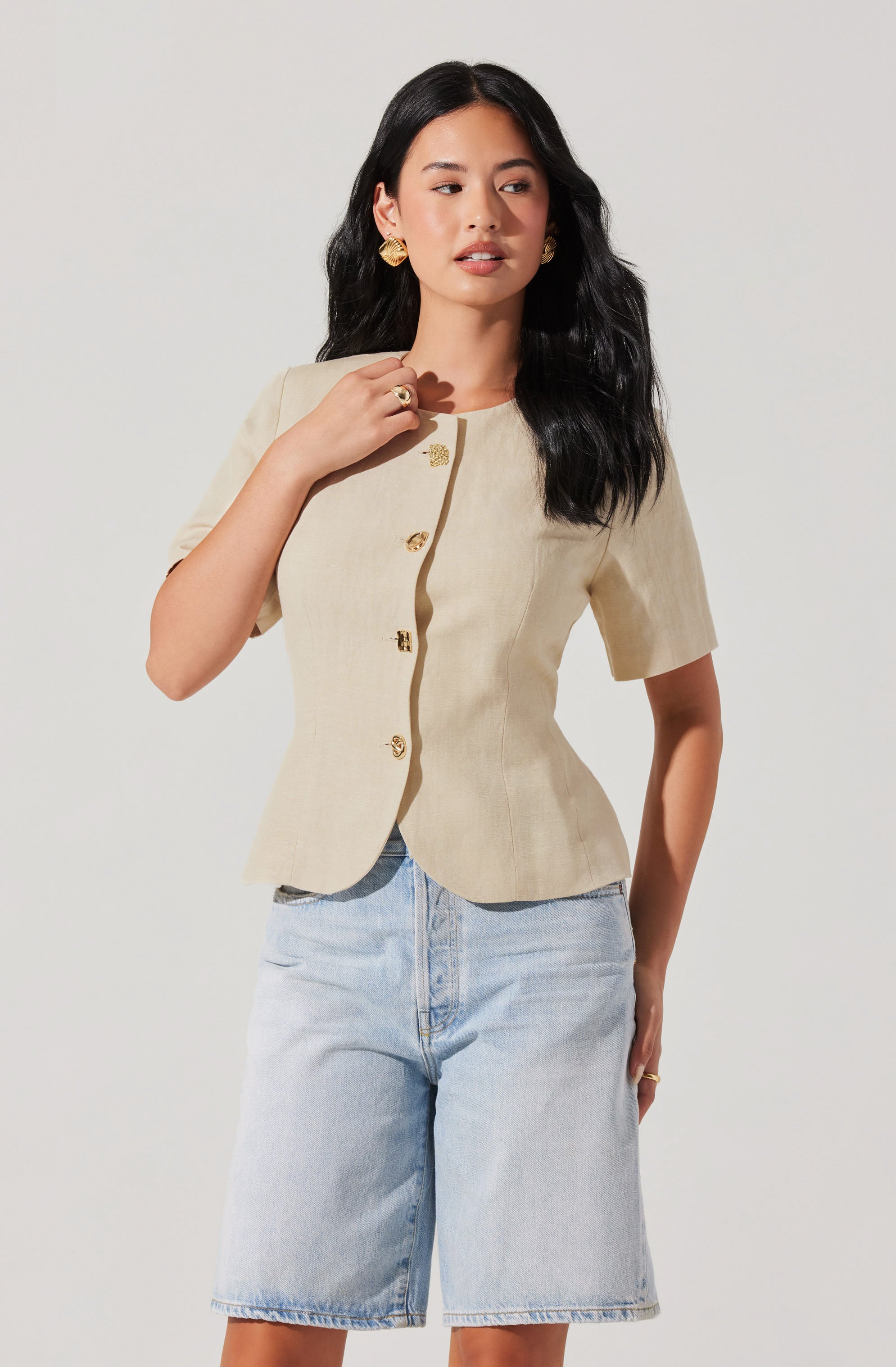 Saige Cutaway Linen Blend Jacket