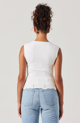 Ellamay Embroidered Trim Sweater Top