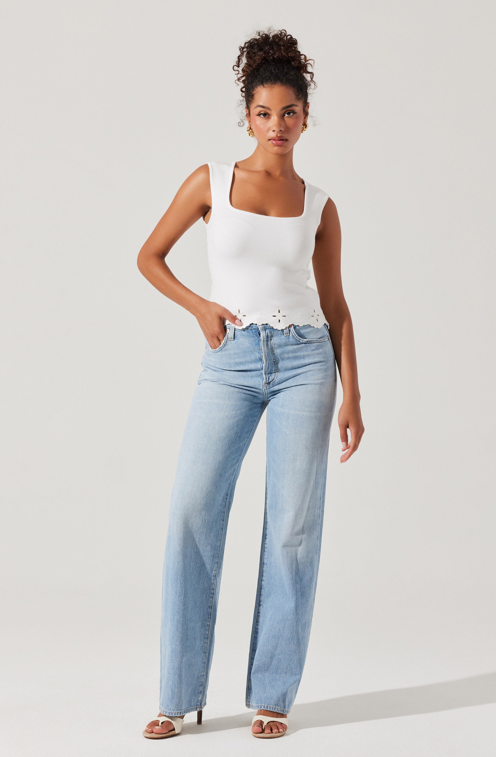 Ellamay Embroidered Trim Sweater Top