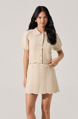 Perrine Scalloped Short Sleeve Cardigan