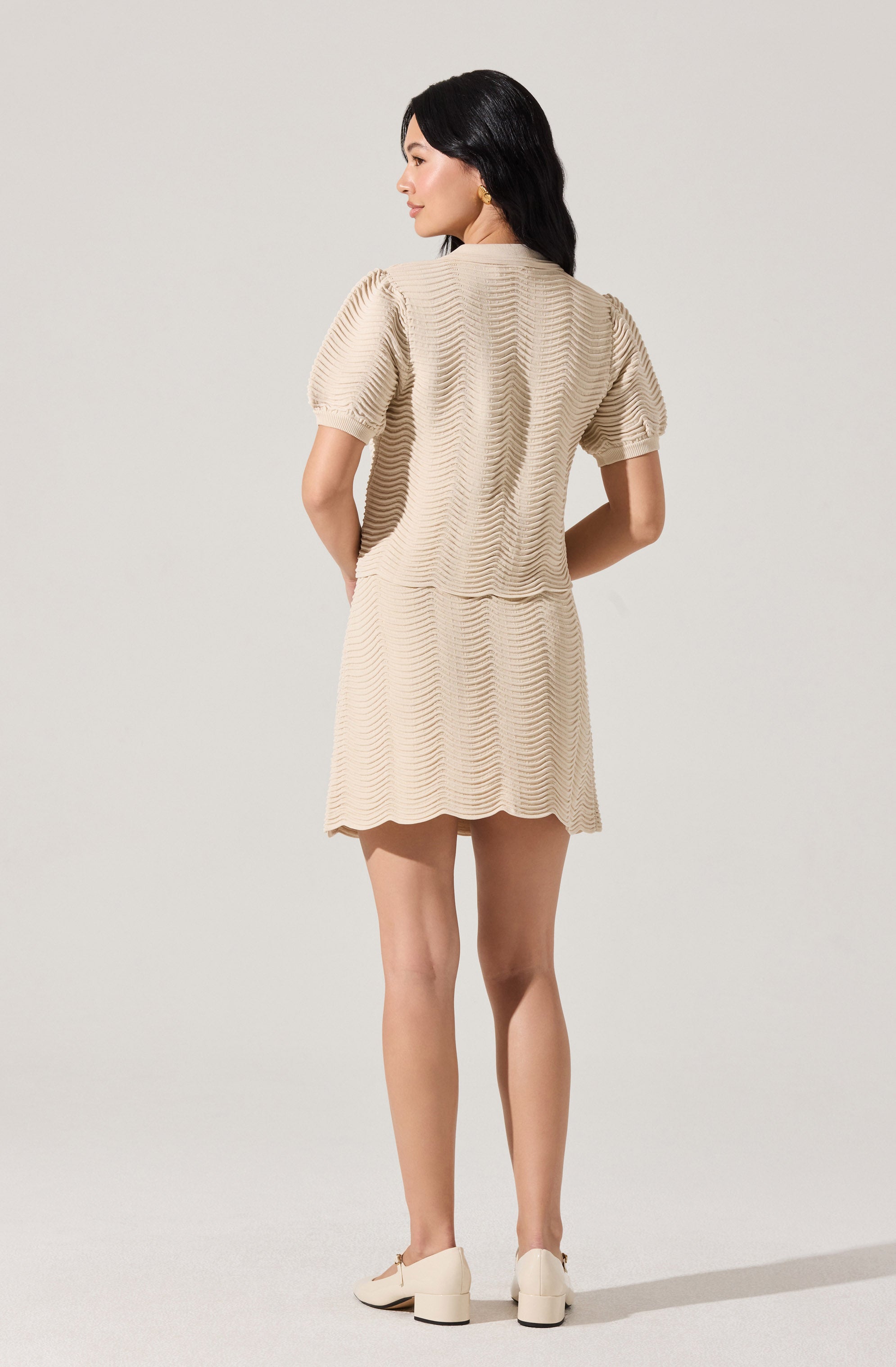 Perrine Scalloped Short Sleeve Cardigan