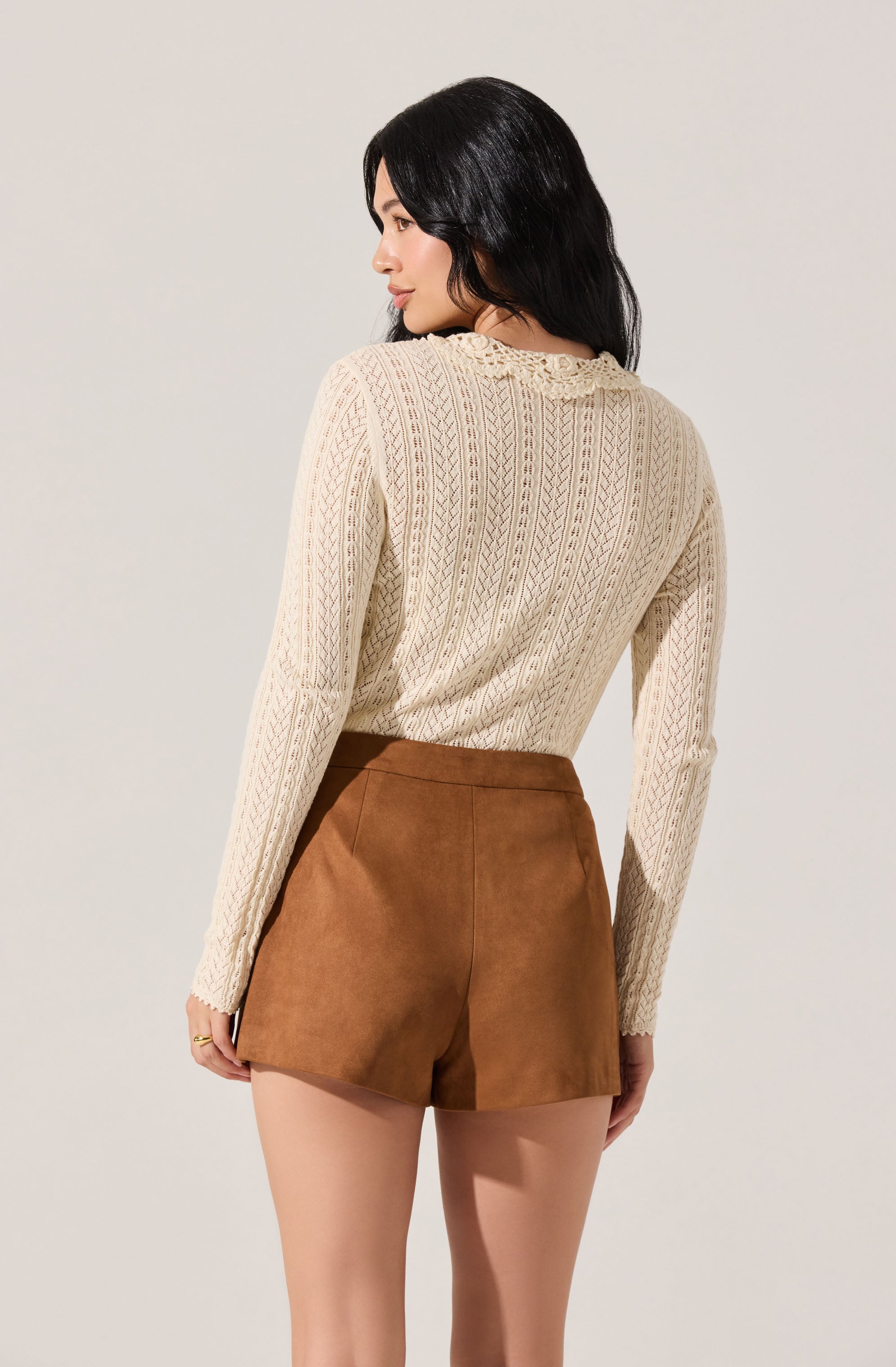 Ottilie Pointelle Crochet Collar Cardigan