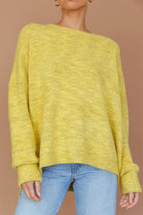 Kayce Dropped Shoulder Knit Sweater Yellow